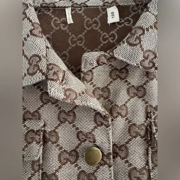 Monogram Toddler Jacket Beige Brown Old Money Quiet Luxury Preppy Size 100 - Picture 4 of 10